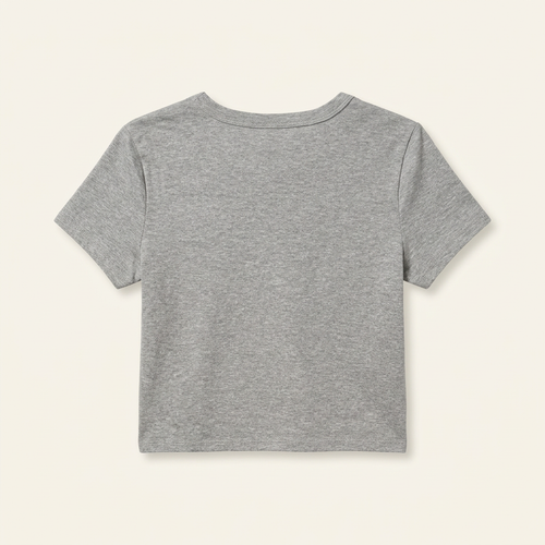The Beach Women's Cropped Tee - Heather Gray / Teal