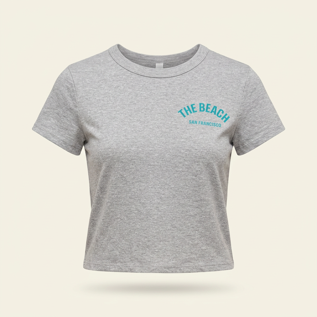 The Beach Women's Cropped Tee - Heather Gray / Teal