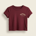 The Beach Women's Cropped Tee - Burgundy / Cream