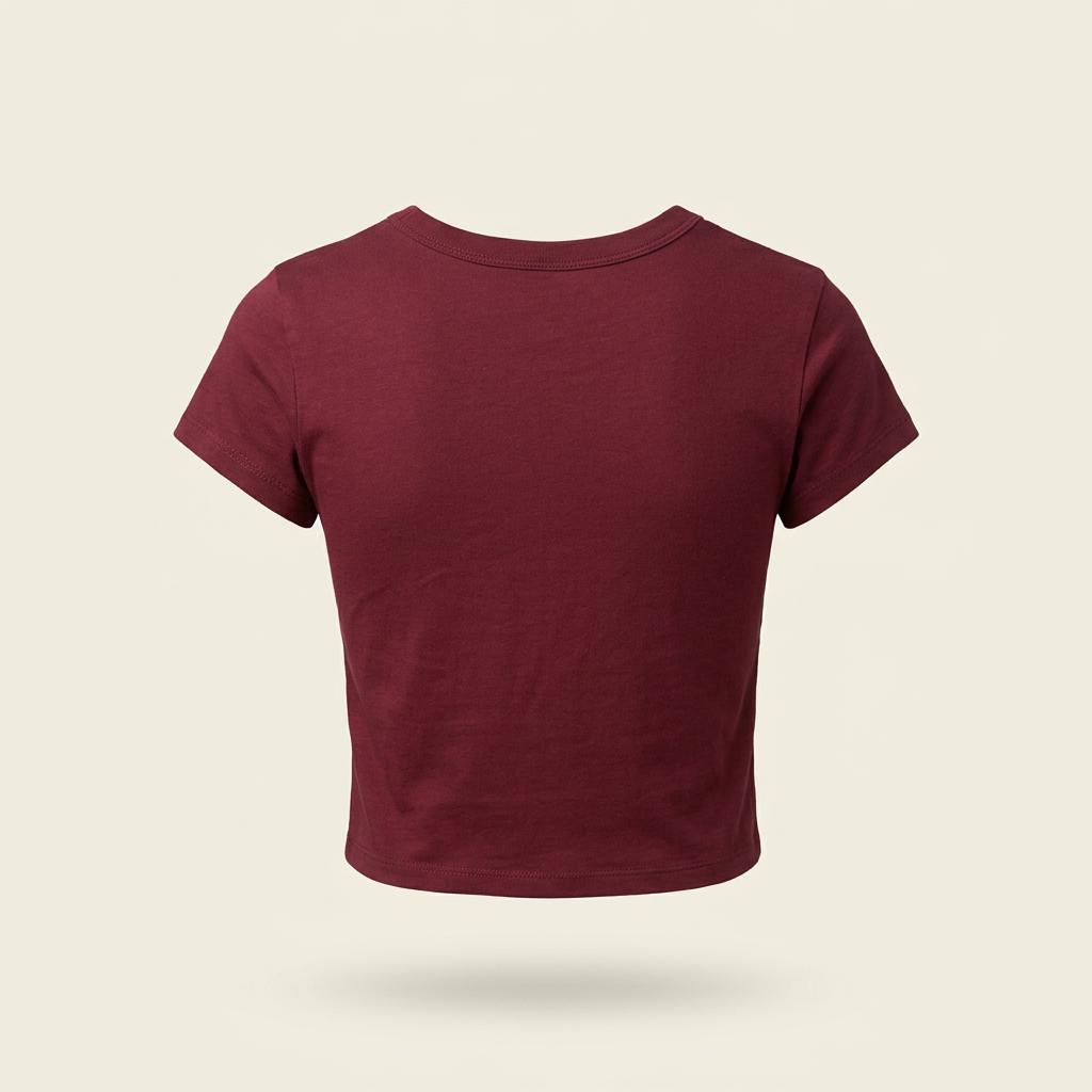 The Beach Women's Cropped Tee - Burgundy / Cream