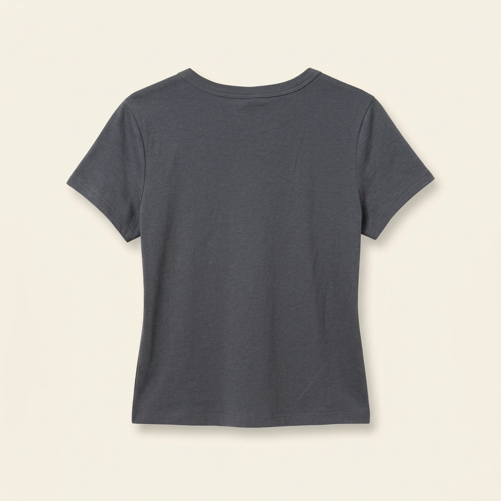 Denim-colored women's tee, plain back