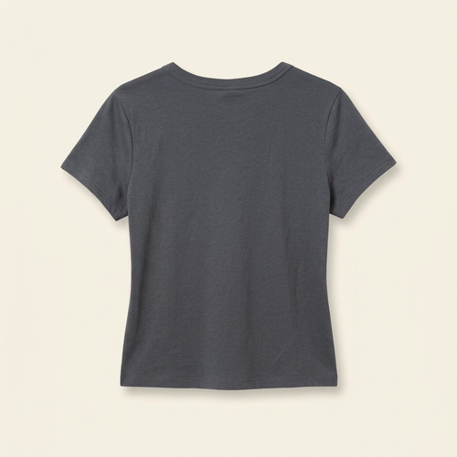 Denim-colored women's tee, plain back